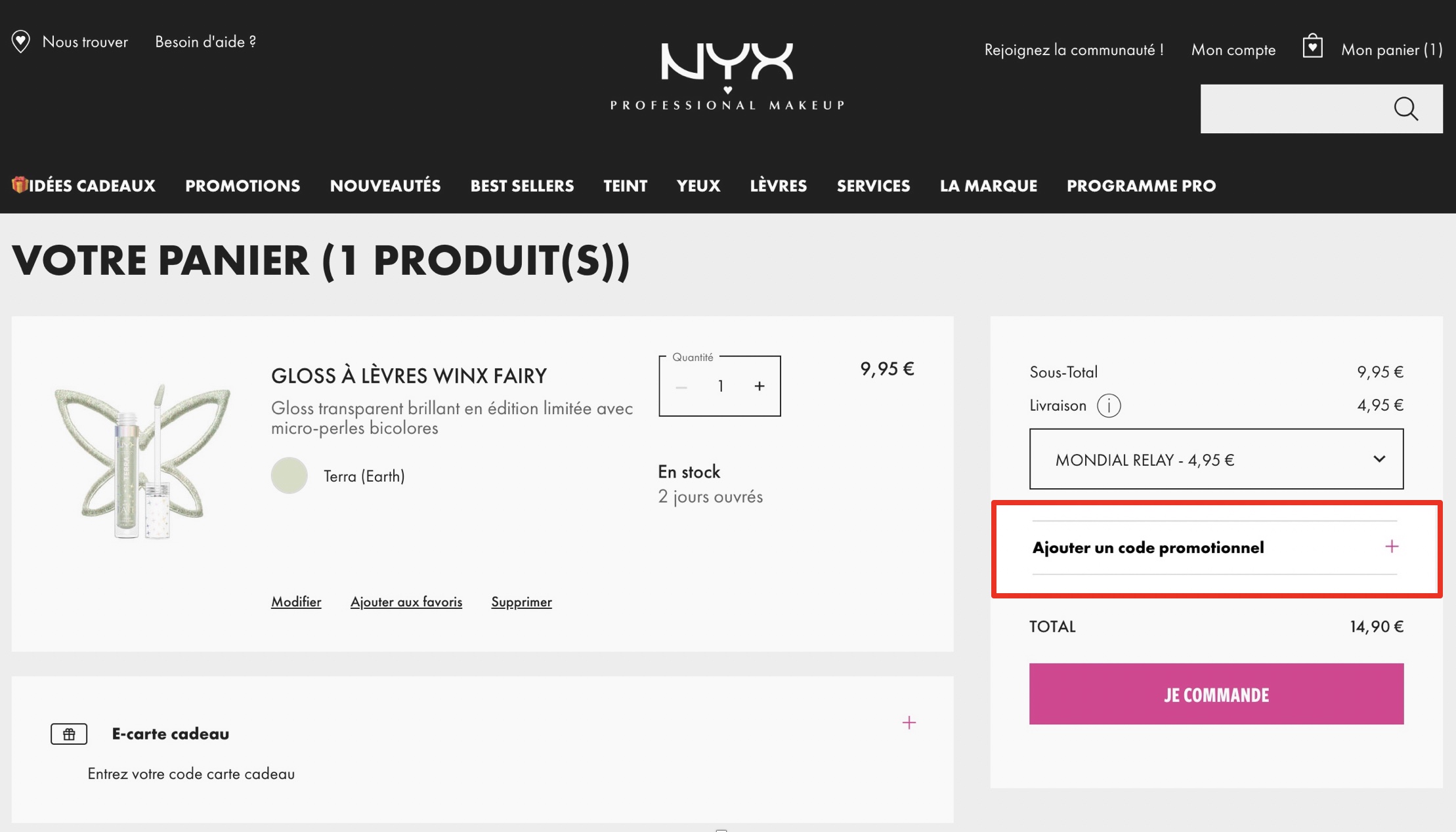 comment utiliser un code promo nyx cosmetics