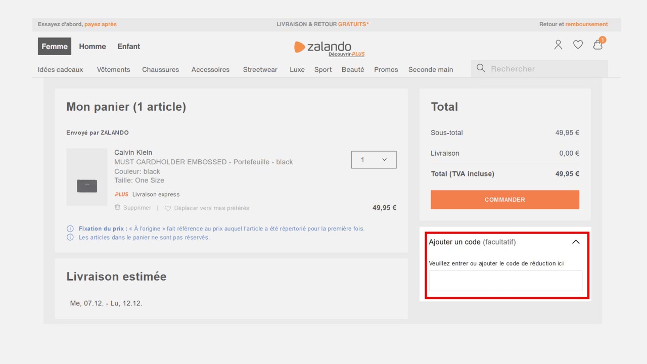 comment utiliser un code promo zalando