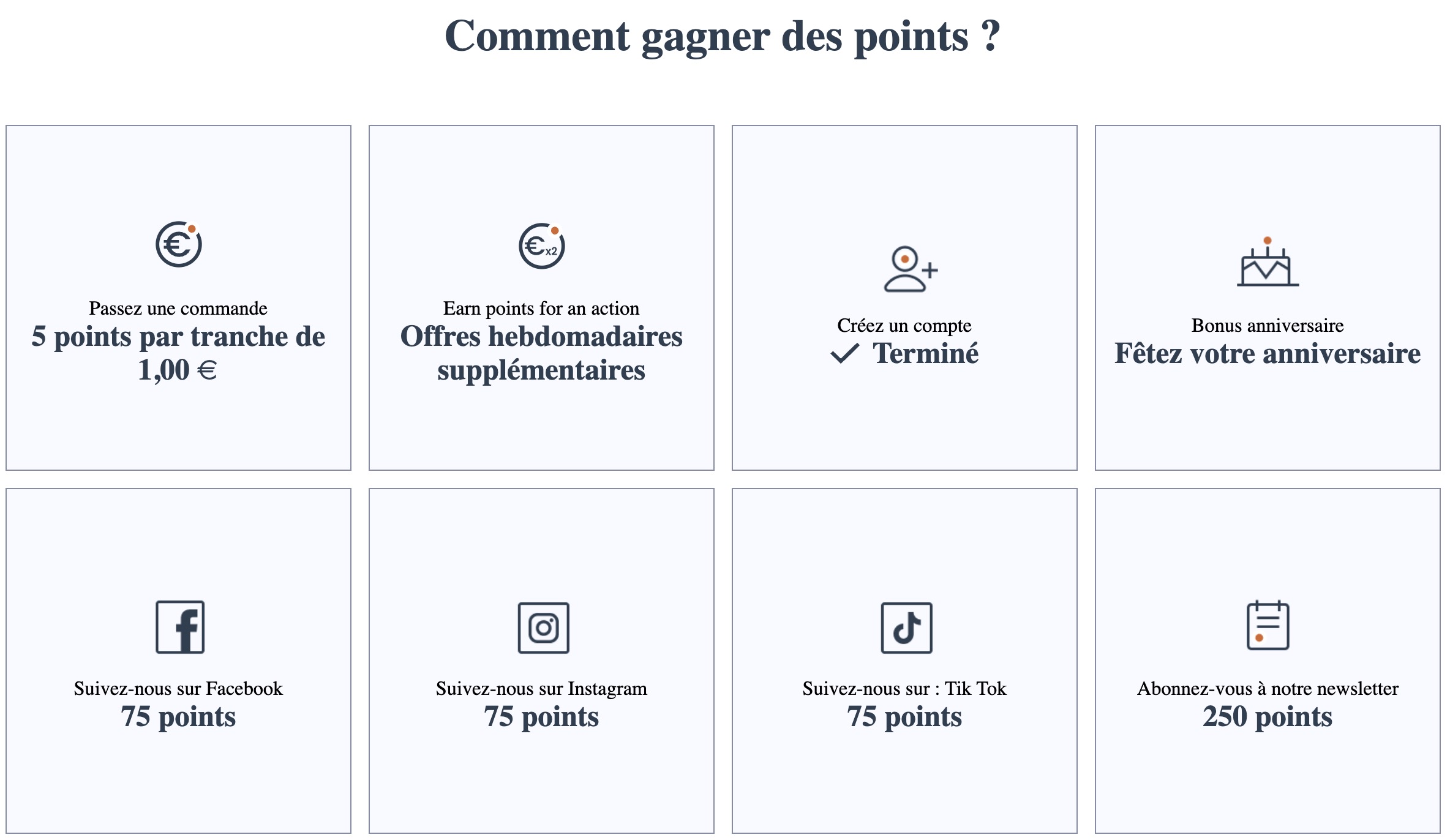 comment gagner des points de fidelite songmics