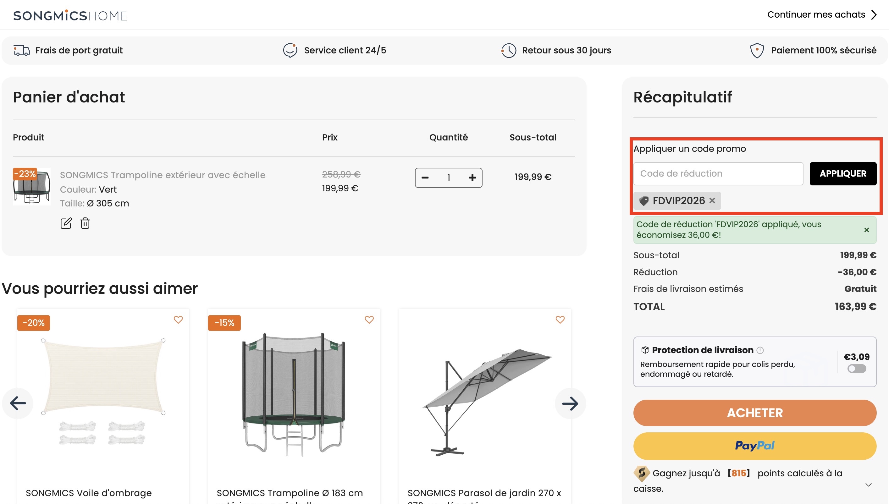 comment utiliser un code promo songmics