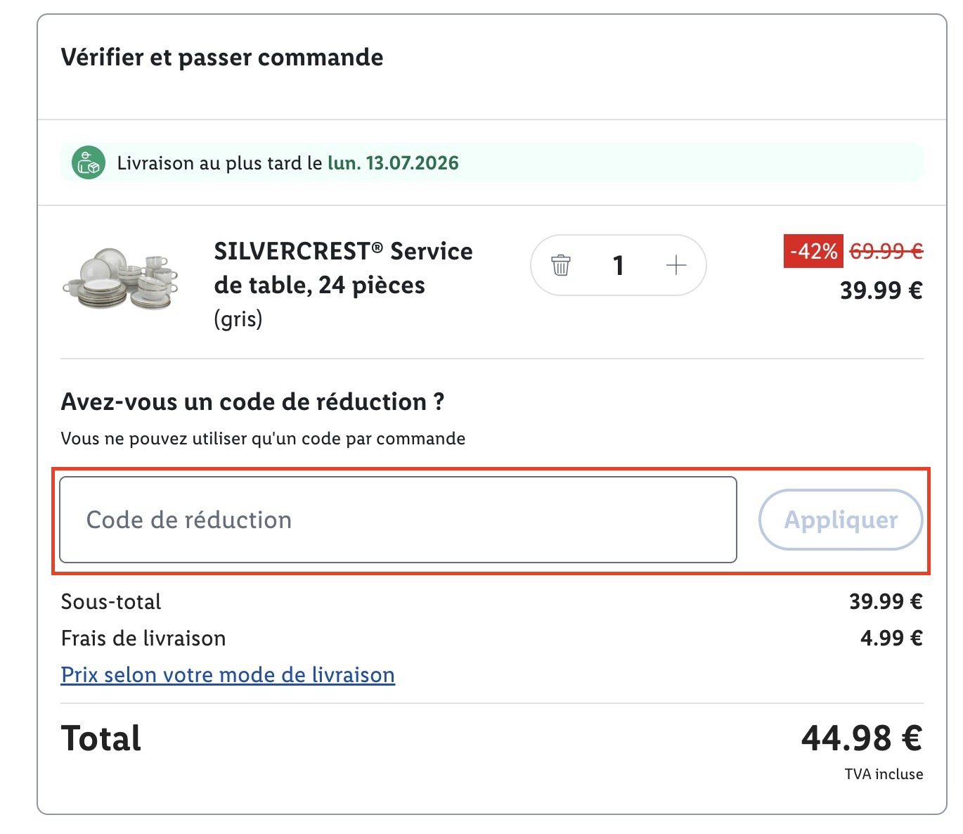 comment utiliser un code promo lidl